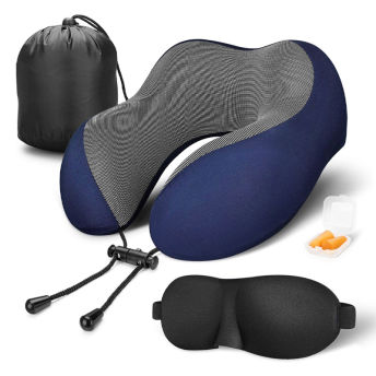 Airplane Travel Kit with Neck Pillow Eye Masks Earplugs  - 32 Unique and Practical Gifts for Avid Travelers