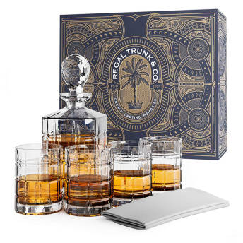 Elegant 5 Piece Whiskey Decanter and Glass Set in a  - 39 Perfect Gifts for Whiskey Lovers