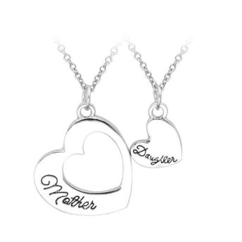 Mother Daughter Necklace Set of 2 Matching Heart Mom and Me  - 