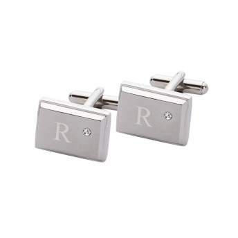 Personalized Zircon Jewel Stainless Steel Cuff Links - 