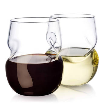 Set of 2 Stemless Tumblers for Red and White Wine - 