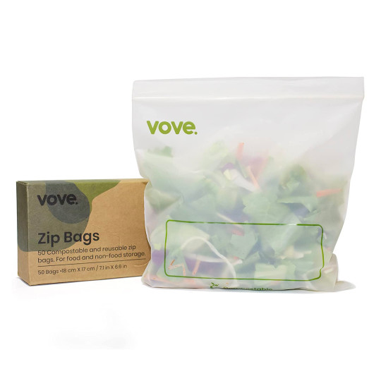 Compostable & Resealable Ziplock Bags for Sandwiches, Snacks and Vegetables