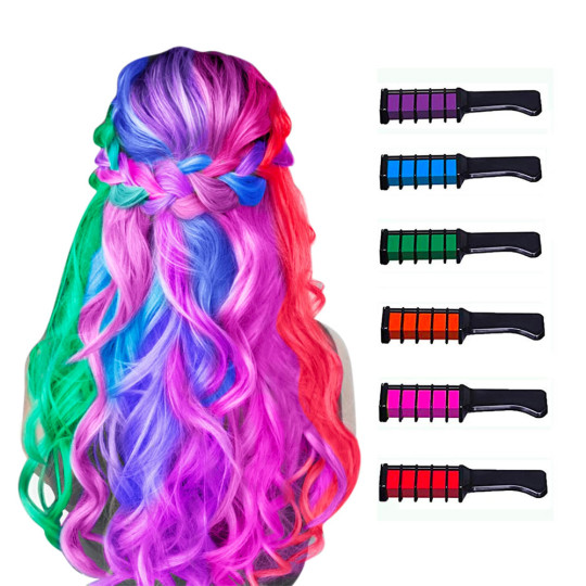 Hair Chalk Comb Set - Temporary Hair Color Dye for Girls