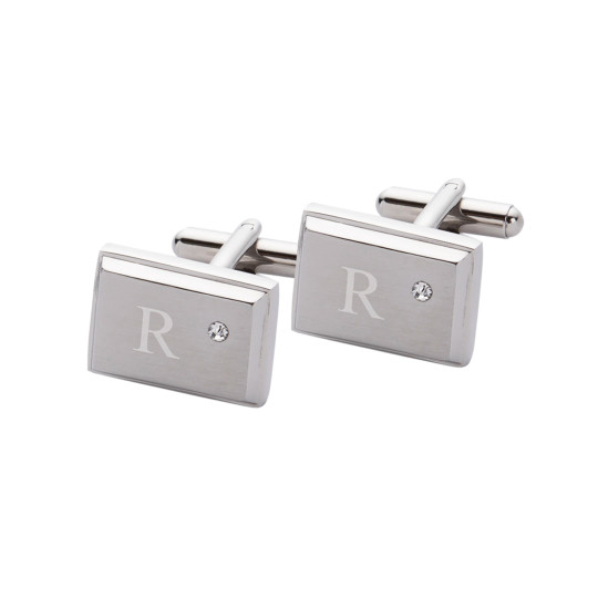 Personalized Zircon Jewel Stainless Steel Cuff Links