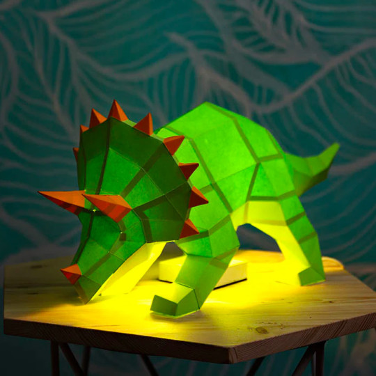 Triceratops 3D Paper Model with Optional Lamp Accessory